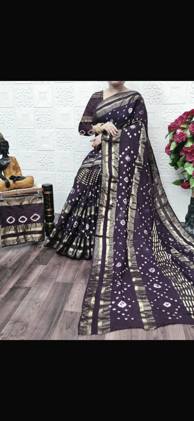 VIP Bandhej Printed Cotton Non Catalog Sarees